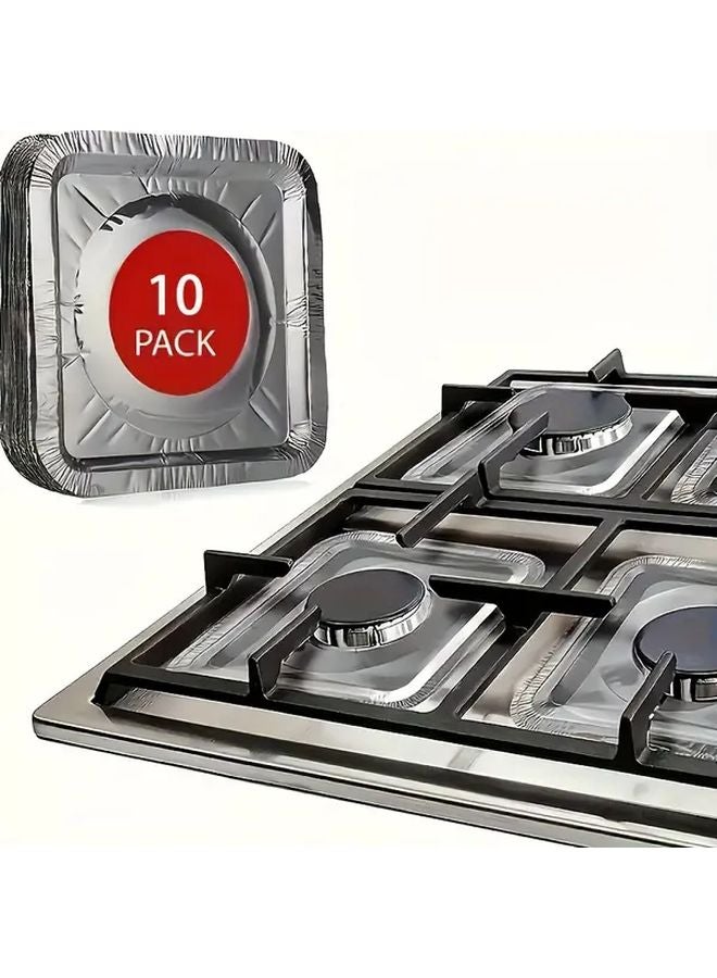 10 Pcs Aluminum Gas Stove Burner Covers Heat Resistant 500F Easy Clean - Image 1